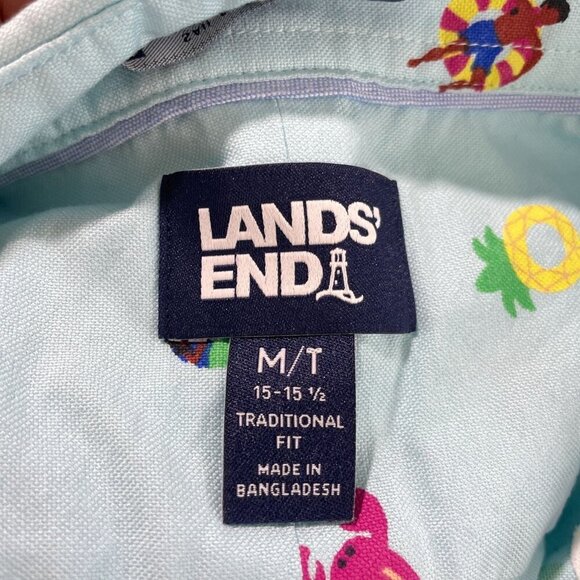 NWOT Lands' End Men's M Button down All over Print Sail Rigger Oxford Shirt - Picture 5 of 9